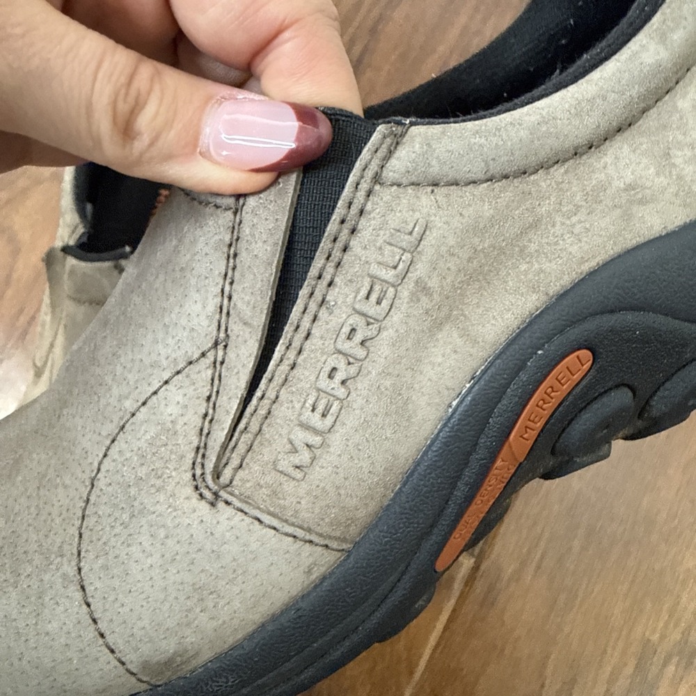 Merrell Slip On Hiking Shoes Women 6.5 Tan Jungle Moc Suede Outdoor J60788 Trail - Picture 10 of 11